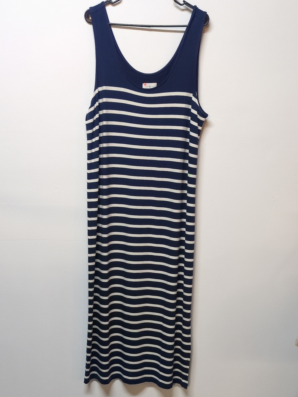 Lou & Grey Navy Blue White Striped Jersey Maxi Dress, Size XL